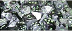 Chessex: 16mm D6 Gemini Black-Grey w/Green (12) | Tacoma Games