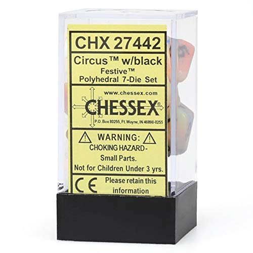 Chessex: Festive Circus w/Black 7-Die Set | Tacoma Games