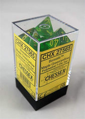 Chessex: Borealis Maple Green w/Yellow 7-Die Set | Tacoma Games