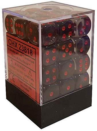 Chessex: D6 12mm Translucent Smoke w/Red (36) | Tacoma Games