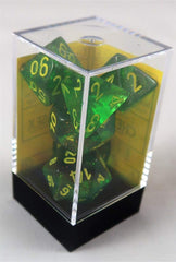 Chessex: Borealis Maple Green w/Yellow 7-Die Set | Tacoma Games