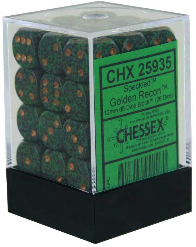 Chessex: D6 12mm Speckled Golden Recon (36) | Tacoma Games
