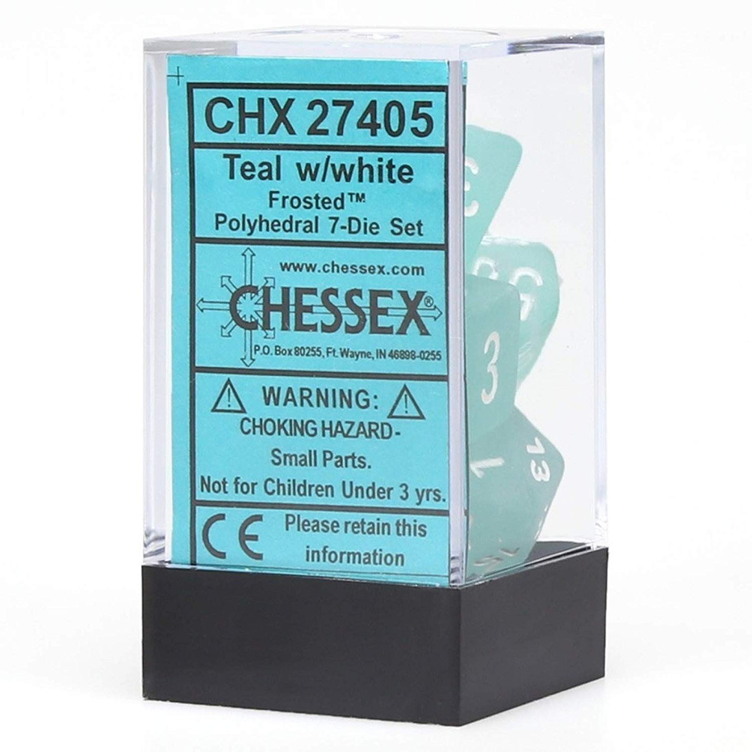 Chessex: Frosted Teal w/White 7-Die Set | Tacoma Games