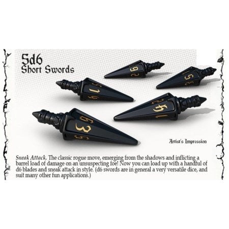 POLYHERO DICE: 5D6 SHORT SWORDS - NIGHTSHADE | Tacoma Games