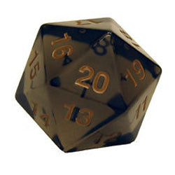 JUMBO COUNTDOWN DICE 55MM D20 TRANSPARENT SMOKE/GOLD | Tacoma Games