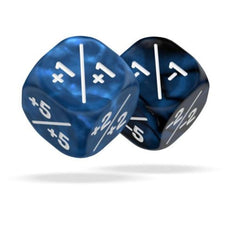 OAKIE DOAKIE DICE: D6 12MM MARBLE/GEMIDICE POSITIVE AND NEGATIVE DICE SET - BLUE (14CT) | Tacoma Games