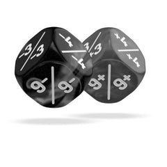 OAKIE DOAKIE DICE: D6 12MM MARBLE/GEMIDICE POSITIVE AND NEGATIVE DICE SET - BLACK (14CT) | Tacoma Games