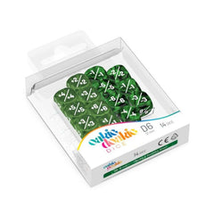 OAKIE DOAKIE DICE: D6 12MM MARBLE/GEMIDICE POSITIVE AND NEGATIVE DICE SET - GREEN (14CT) | Tacoma Games