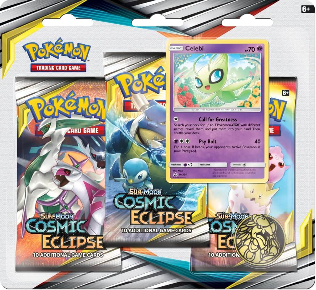 POKÉMON TCG Cosmic Eclipse Three Booster Blister - Celebi | Tacoma Games