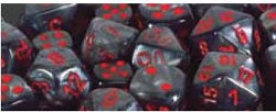 D6 -- 16MM VELVET DICE, BLACK/RED, 12CT | Tacoma Games