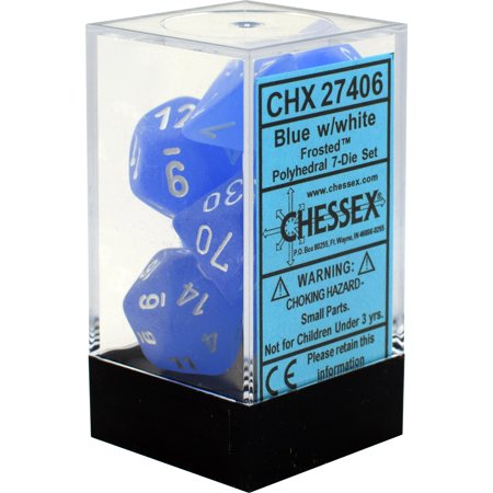 Chessex: Frosted Blue w/White 7-Die Set | Tacoma Games