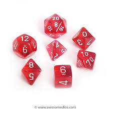 Chessex: Translucent Orange w/White 7-Die Set | Tacoma Games