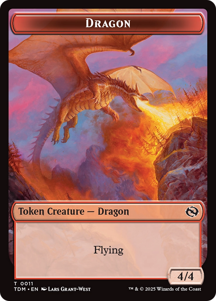 Dragon (0011) // Warrior Double-Sided Token [Tarkir: Dragonstorm Tokens] | Tacoma Games