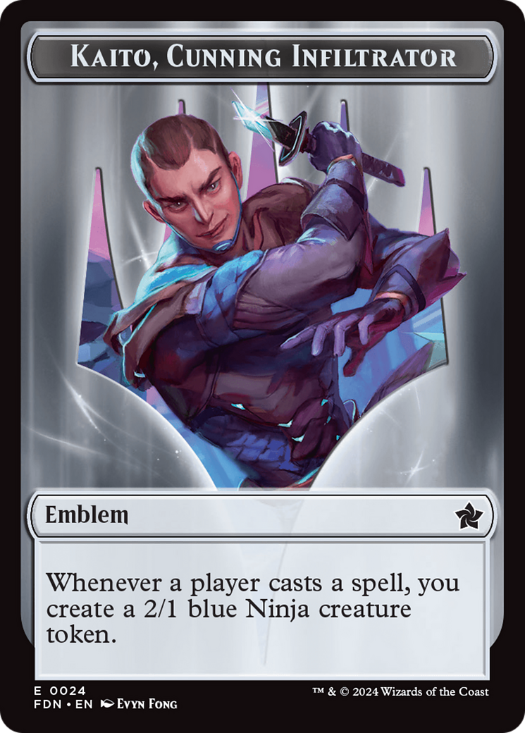 Emblem - Kaito, Cunning Infiltrator // Ninja Doubled-Sided Token [Foundations Tokens] | Tacoma Games