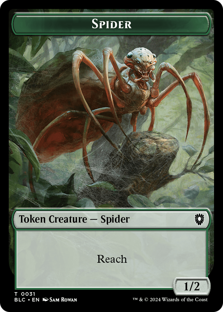 Spider // Blood Double-Sided Token [Bloomburrow Commander Tokens] | Tacoma Games