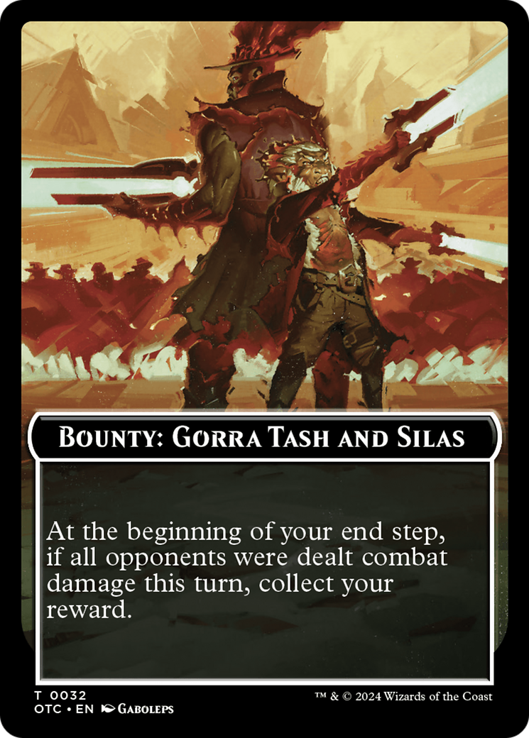 Bounty: Gorra Tash and Silas // Bounty Rules Double-Sided Token [Outlaws of Thunder Junction Commander Tokens] | Tacoma Games