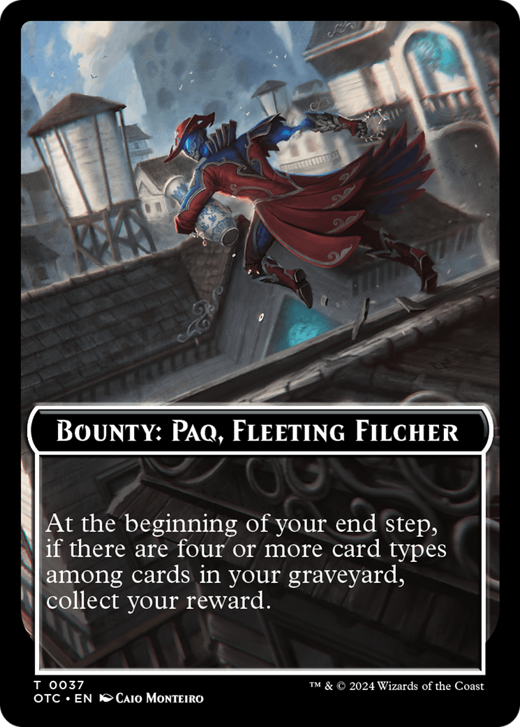 Bounty: Paq, Fleeting Filcher // Bounty Rules Double-Sided Token [Outlaws of Thunder Junction Commander Tokens] | Tacoma Games