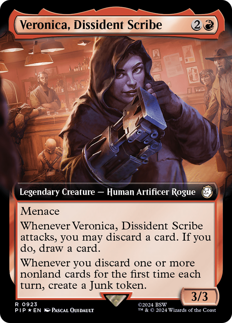 Veronica, Dissident Scribe (Extended Art) (Surge Foil) [Fallout] | Tacoma Games