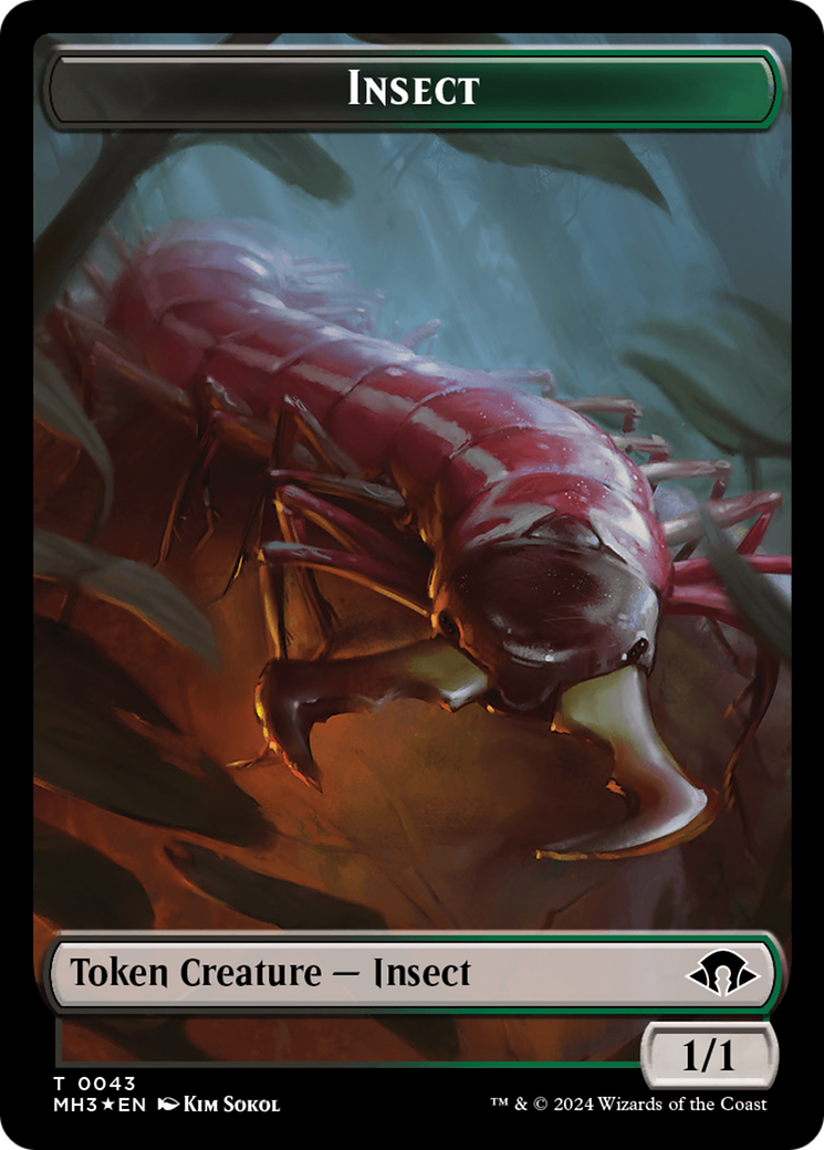 Insect (0043) (Ripple Foil) // Zombie Double-Sided Token [Modern Horizons 3 Tokens] | Tacoma Games