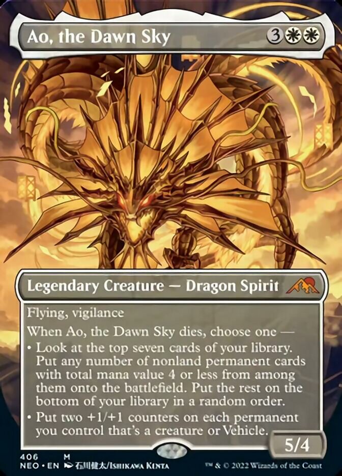 Ao, the Dawn Sky (Borderless Alternate Art) [Kamigawa: Neon Dynasty] | Tacoma Games