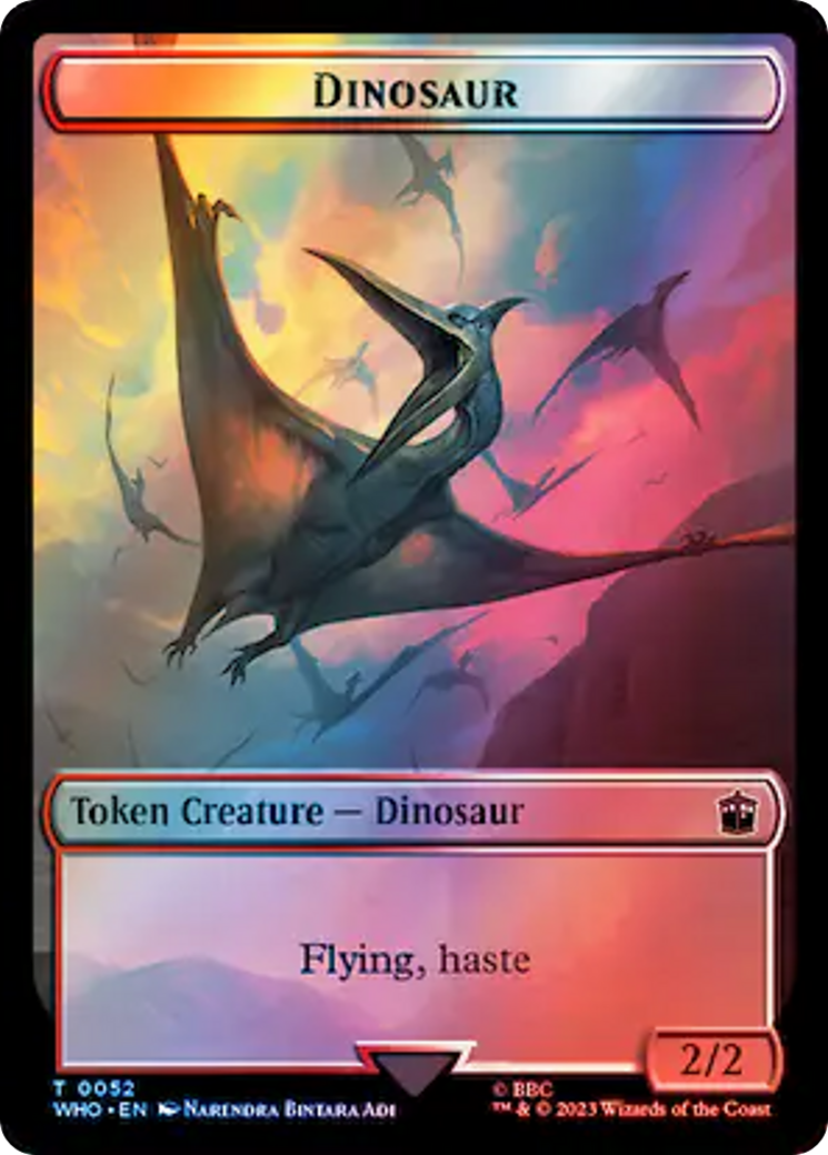 Warrior // Dinosaur Double-Sided Token (Surge Foil) [Doctor Who Tokens] | Tacoma Games