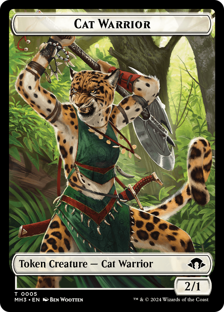 Eldrazi Spawn // Cat Warrior Double-Sided Token [Modern Horizons 3 Tokens] | Tacoma Games