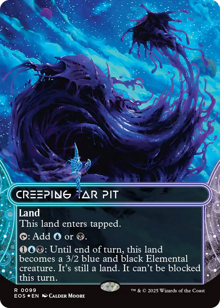 Creeping Tar Pit (0099) (Borderless) (Galaxy Foil) [Edge of Eternities: Stellar Sights] | Tacoma Games