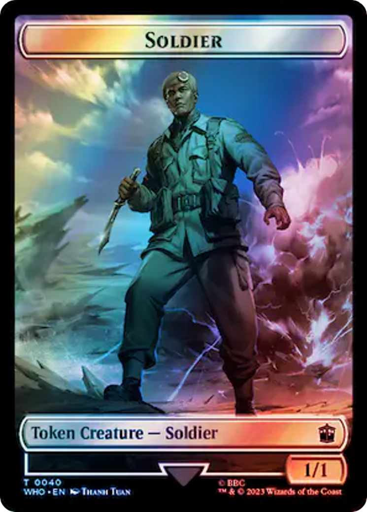 Soldier // Cyberman Double-Sided Token (Surge Foil) [Doctor Who Tokens] | Tacoma Games