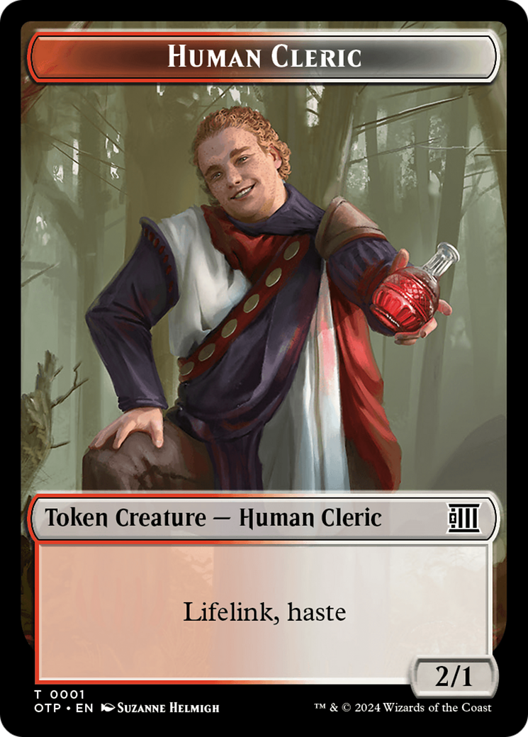 Human Cleric // Plot Double-Sided Token [Outlaws of Thunder Junction: Breaking News Tokens] | Tacoma Games