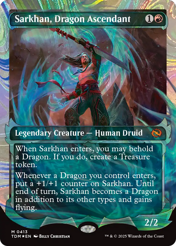 Sarkhan, Dragon Ascendant (0413) (Showcase) (Halo Foil) [Tarkir: Dragonstorm] | Tacoma Games