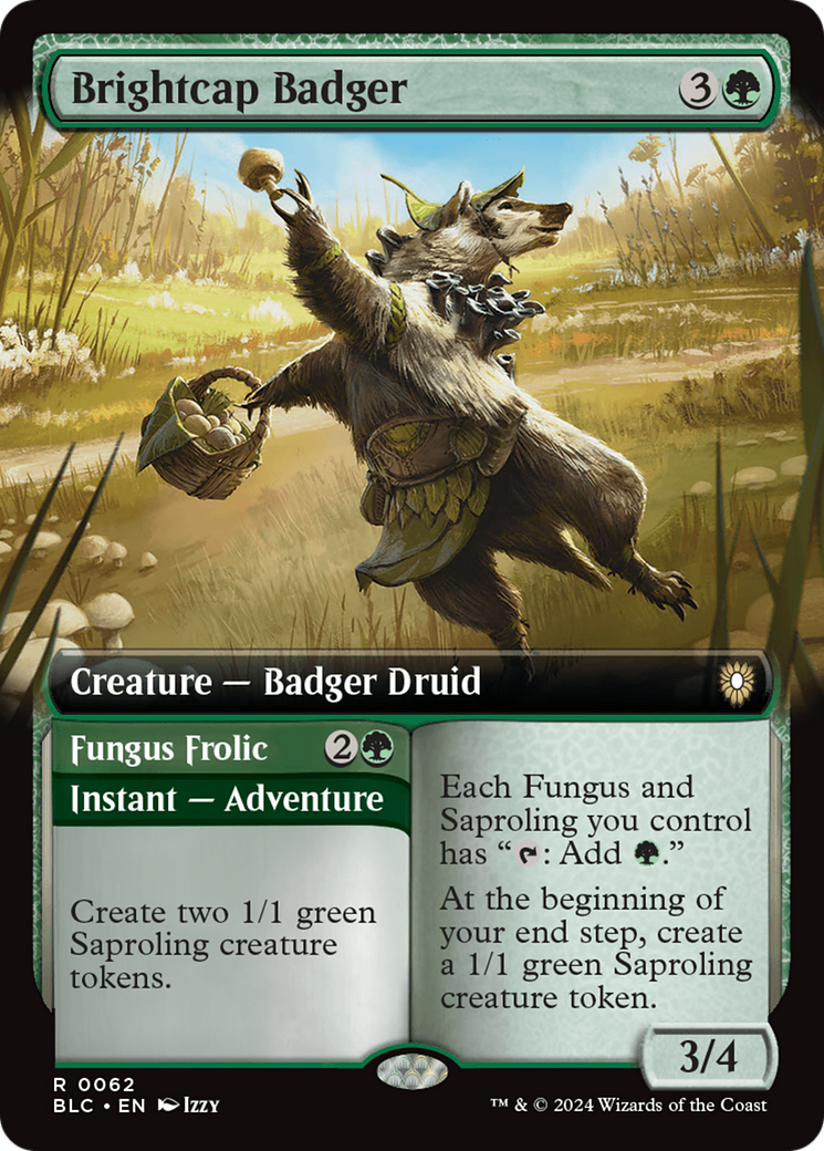 Brightcap Badger // Fungus Frolic (Extended Art) [Bloomburrow Commander] | Tacoma Games