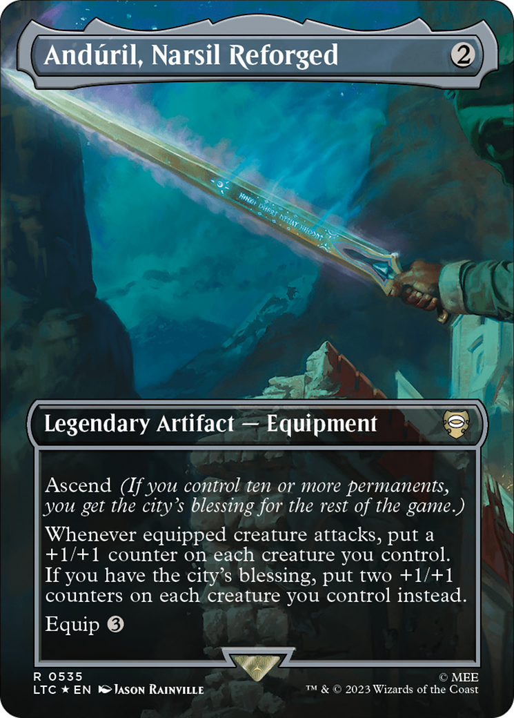 Anduril, Narsil Reforged (Borderless) (Surge Foil) [The Lord of the Rings: Tales of Middle-Earth Commander] | Tacoma Games