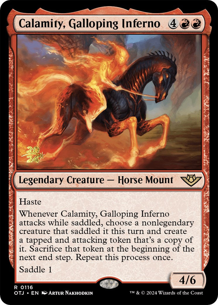 Calamity, Galloping Inferno [Outlaws of Thunder Junction Prerelease Promos] | Tacoma Games