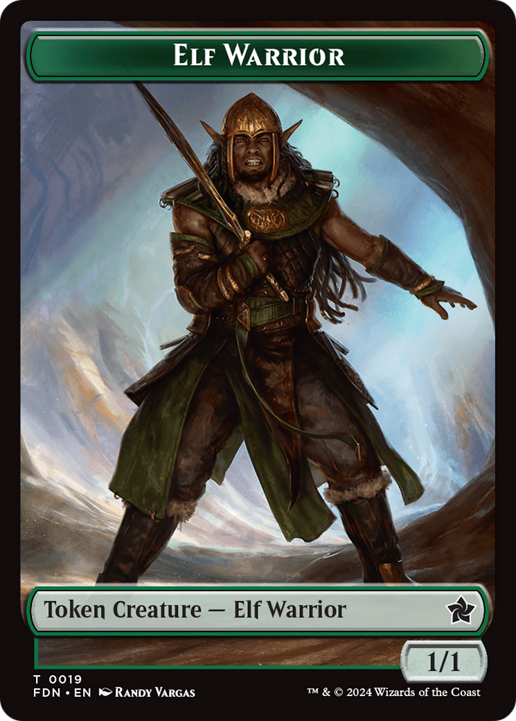 Emblem - Vivien Reid // Elf Warrior Double-Sided Token [Foundations Tokens] | Tacoma Games