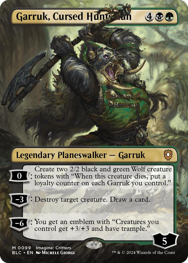 Garruk, Cursed Huntsman (Borderless) [Bloomburrow Commander] | Tacoma Games