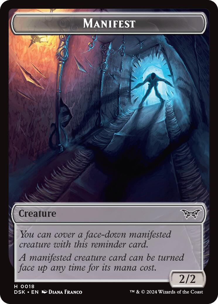 Spider // Manifest Double-Sided Token [Duskmourn: House of Horror Tokens] | Tacoma Games