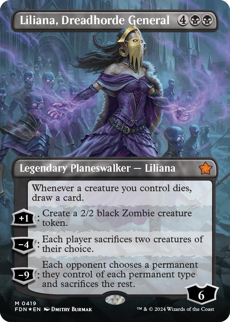 Liliana, Dreadhorde General (Borderless) (Mana Foil) [Foundations] | Tacoma Games