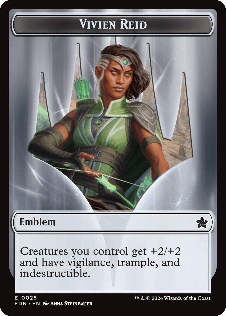 Emblem - Vivien Reid // Elf Warrior Double-Sided Token [Foundations Tokens] | Tacoma Games