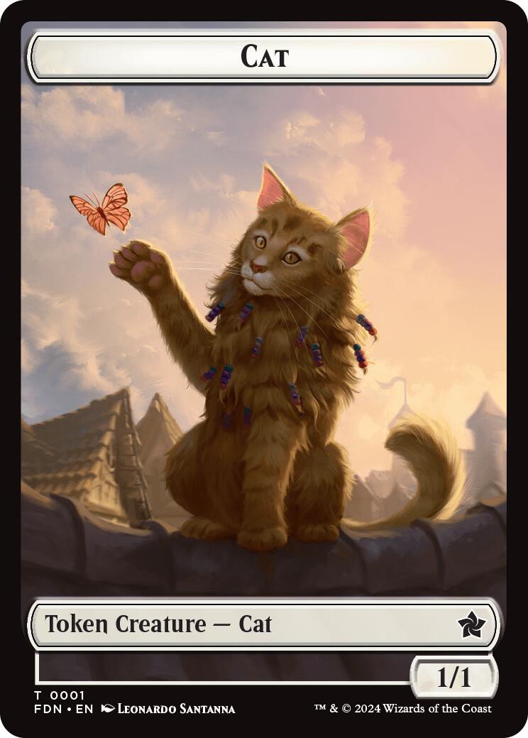 Spirit // Cat (0001) Doubled-Sided Token [Foundations Tokens] | Tacoma Games