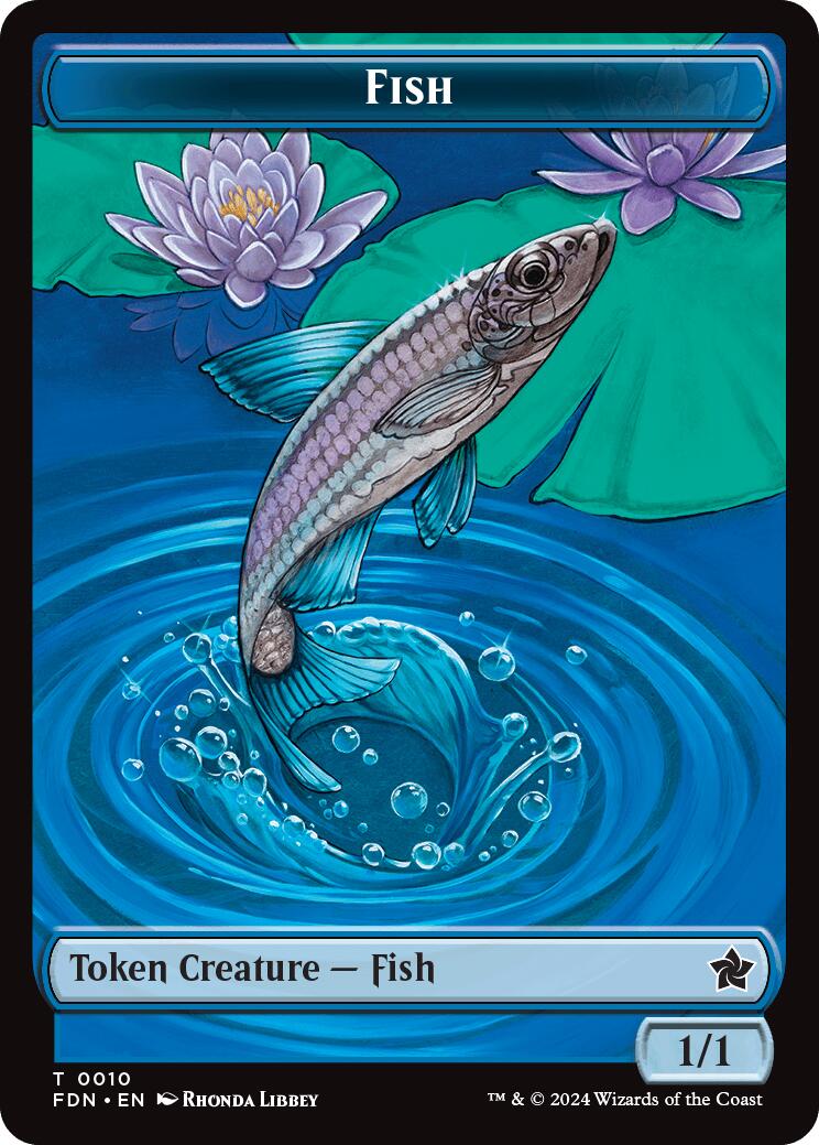 Faerie // Fish Doubled-Sided Token [Foundations Tokens] | Tacoma Games