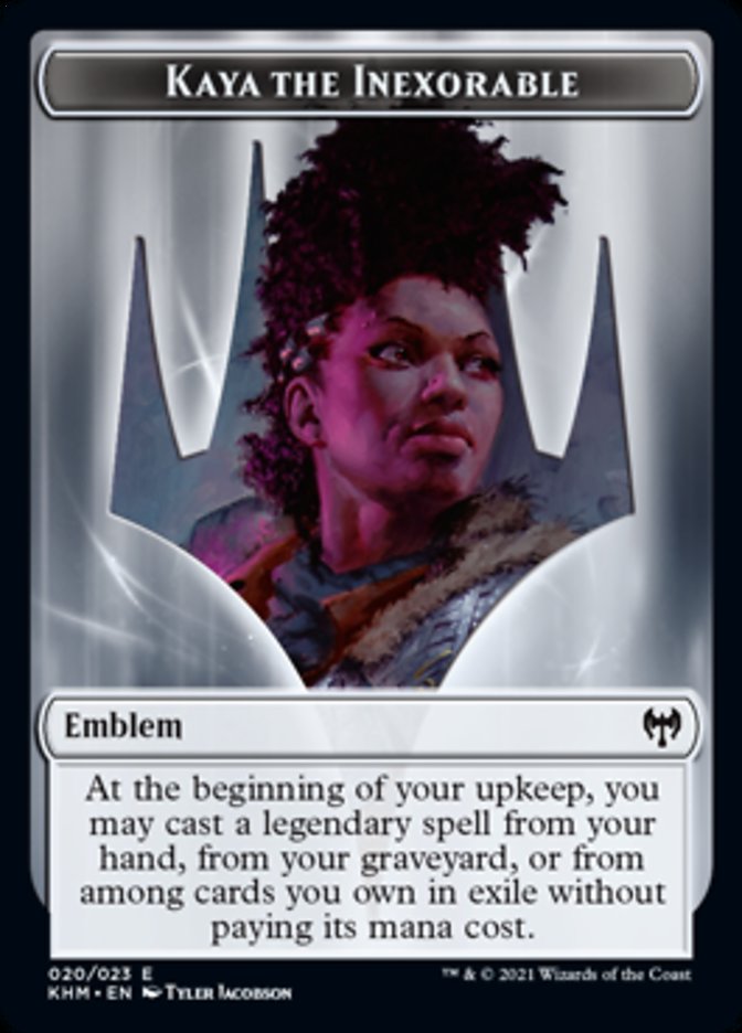 Kaya the Inexorable Emblem [Kaldheim Tokens] | Tacoma Games