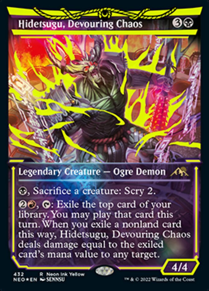 Hidetsugu, Devouring Chaos (Neon Ink Yellow) [Kamigawa: Neon Dynasty] | Tacoma Games