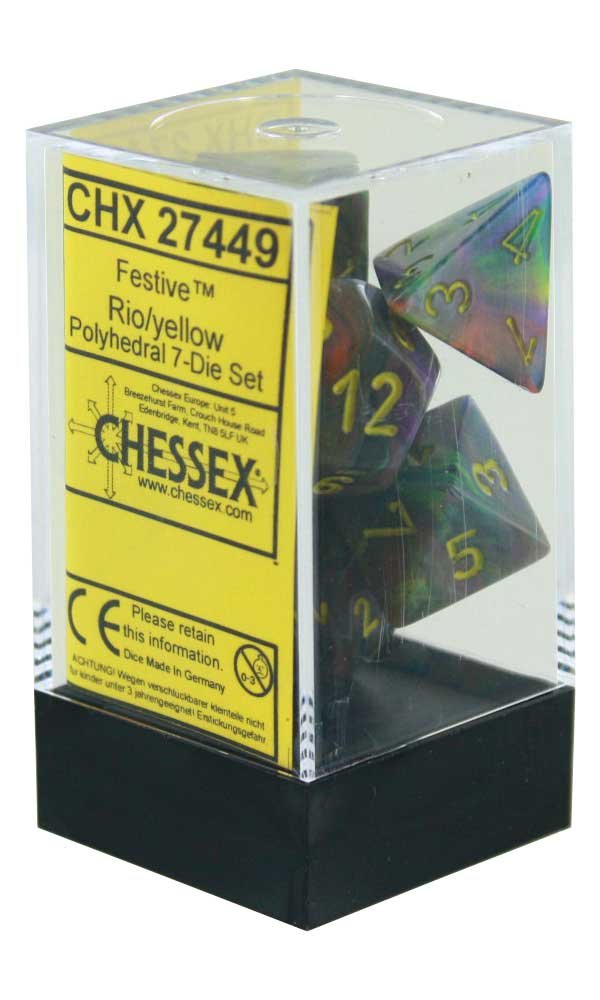 Chessex: 7ct Polyhedral Set – Festive | Tacoma Games