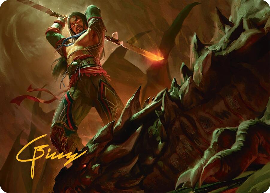 Sarkhan's Resolve Art Card (18/54) (Gold-Stamped Signature) [Tarkir: Dragonstorm Art Series] | Tacoma Games