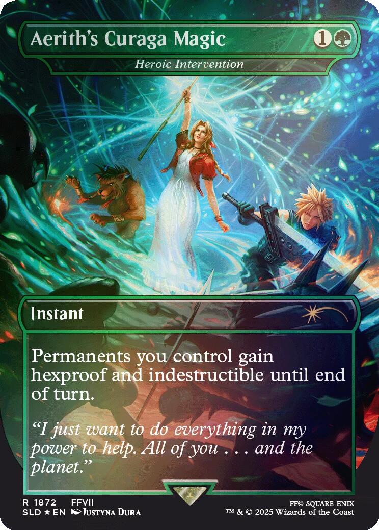 Aerith's Curaga Magic - Heroic Intervention (Rainbow Foil) [Secret Lair Drop Series] | Tacoma Games