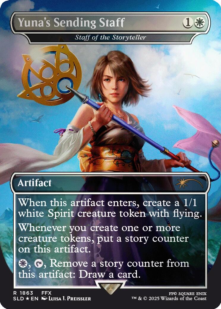 Yuna's Sending Staff - Staff of the Storyteller (Rainbow Foil) [Secret Lair Drop Series] | Tacoma Games