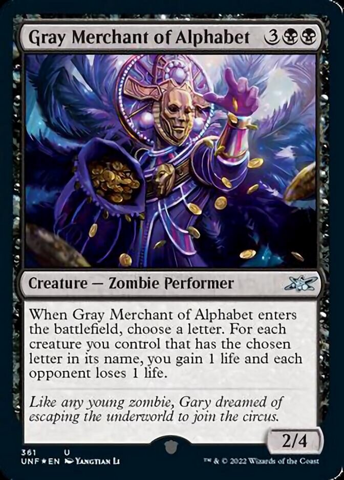 Gray Merchant of Alphabet (Galaxy Foil) [Unfinity] | Tacoma Games