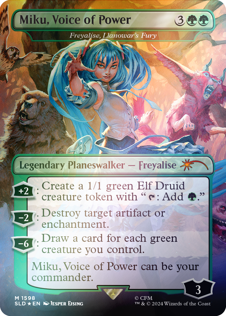 Miku, Voice of Power - Freyalise, Llanowar's Fury (Rainbow Foil) [Secret Lair Drop Series] | Tacoma Games