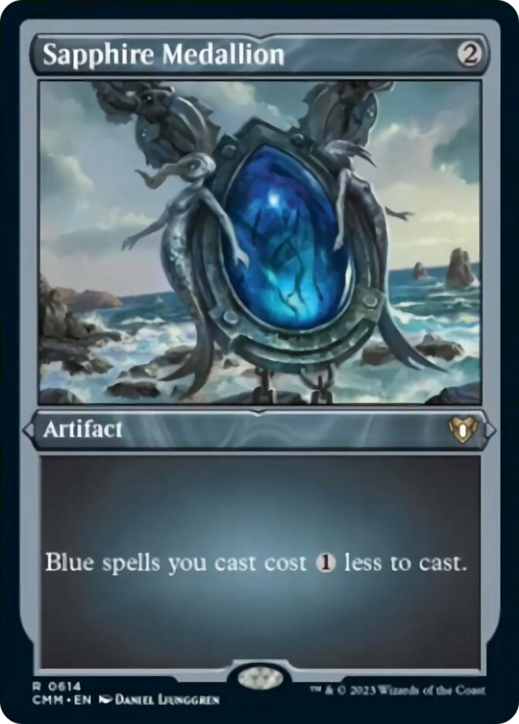 Sapphire Medallion (Foil Etched) [Commander Masters] | Tacoma Games