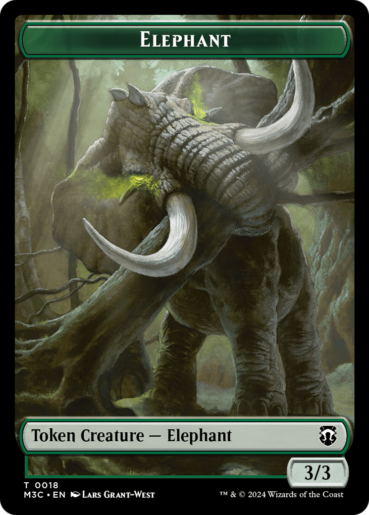 Zombie (Ripple Foil) // Elephant Double-Sided Token [Modern Horizons 3 Commander Tokens] | Tacoma Games